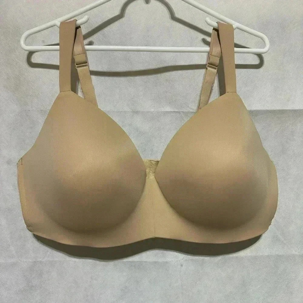 Cacique Lightly Lined T-Shirt No Wire Bra 46D NUDE Adjustable Strap Lane Bryant